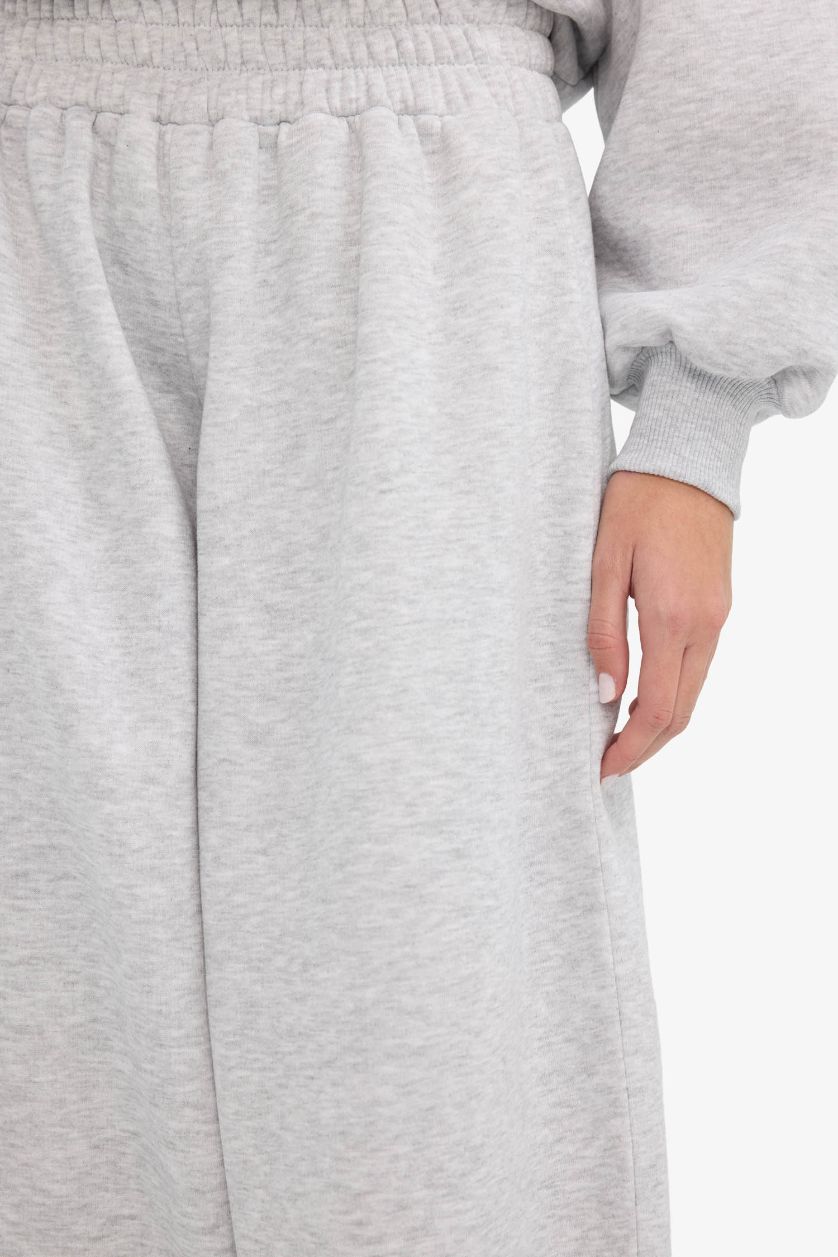 Kadın Gri Melanj Barrel Fit Eşofman Altı