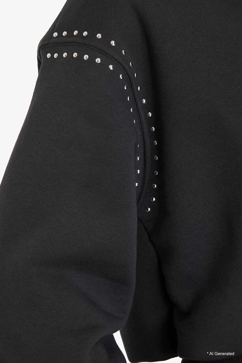 Woman Anthracite Oversize Fit Thick Sweatshirt Fabric Sweatshirt