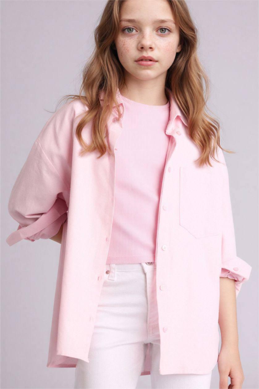 Girls & Teens Light Pink 2 piece Regular Fit Long Sleeve Shirt