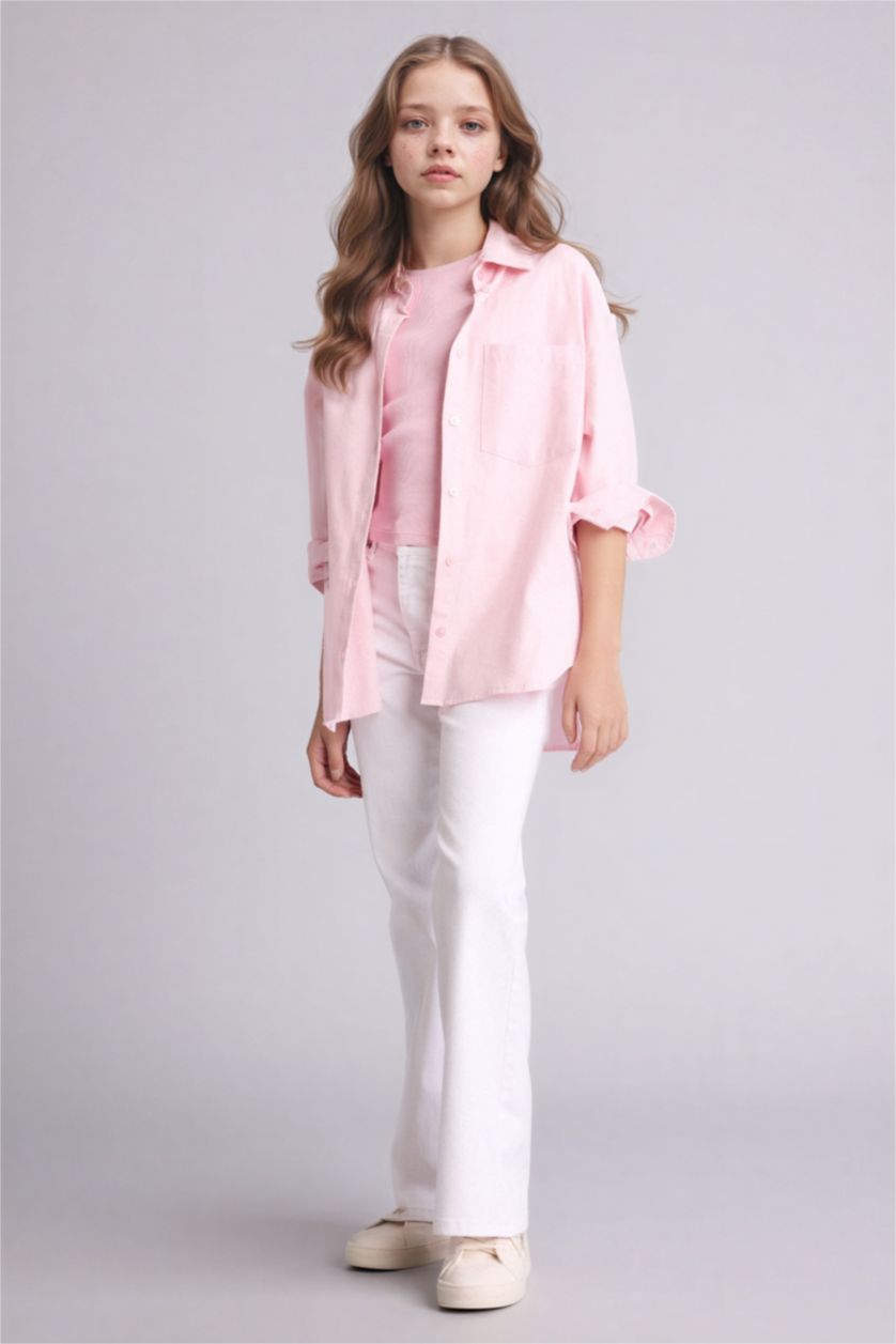 Girls & Teens Light Pink 2 piece Regular Fit Long Sleeve Shirt