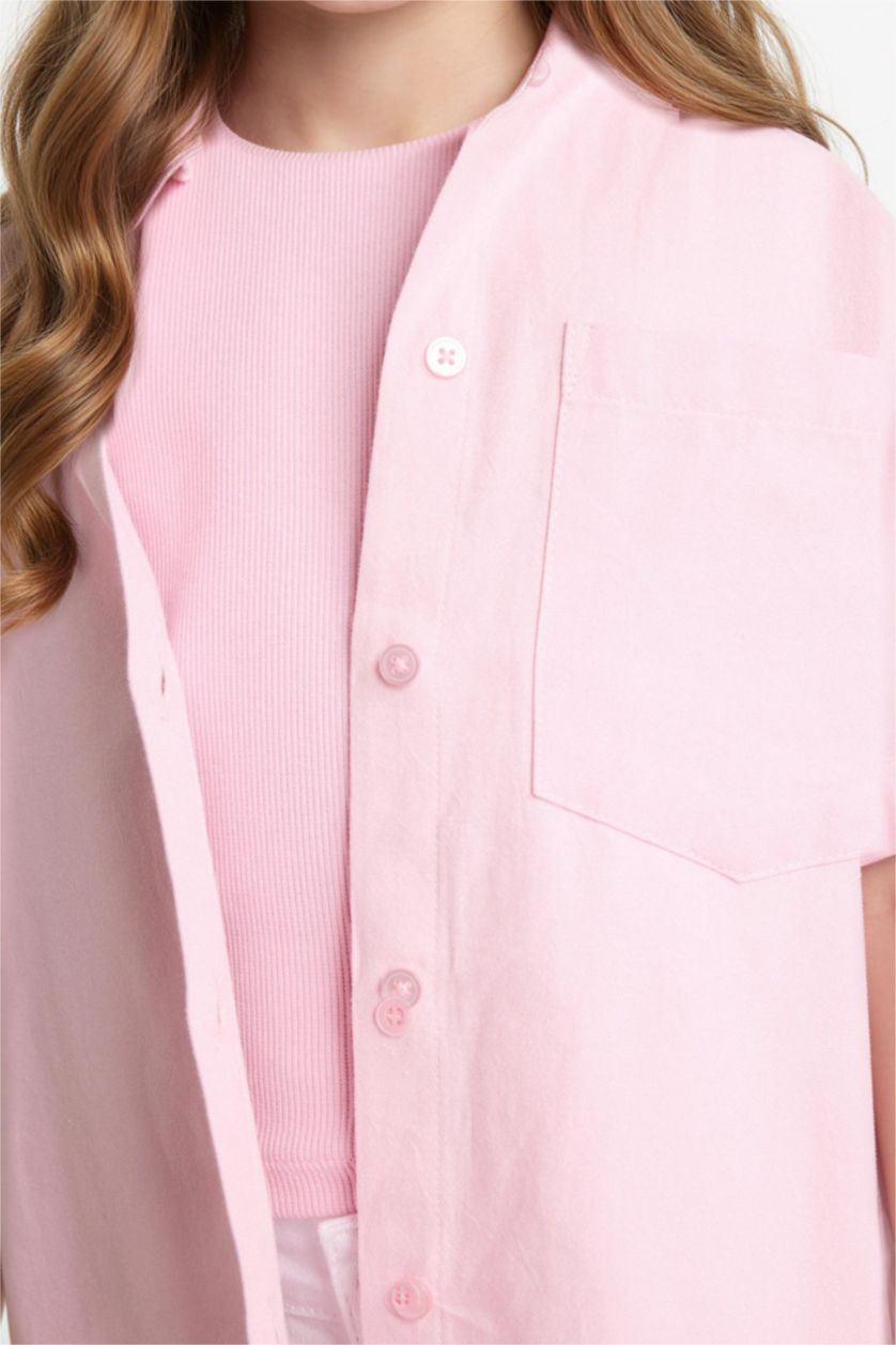 Girls & Teens Light Pink 2 piece Regular Fit Long Sleeve Shirt