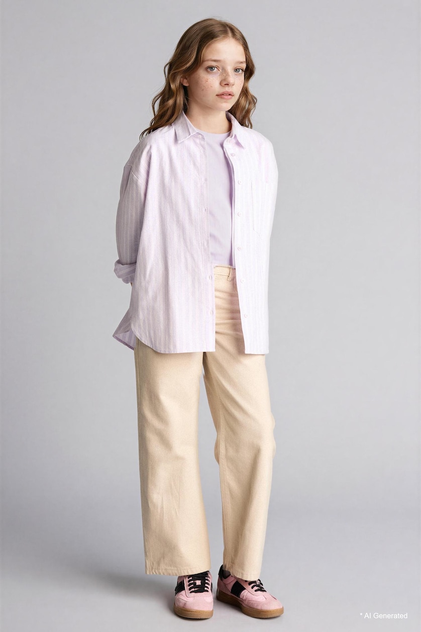 Young Girls - Teen Girls Light Lilac Girl Oxford 2 Piece Set