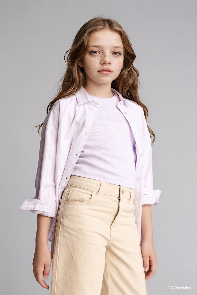 Young Girls - Teen Girls Light Lilac Girl Oxford 2 Piece Set