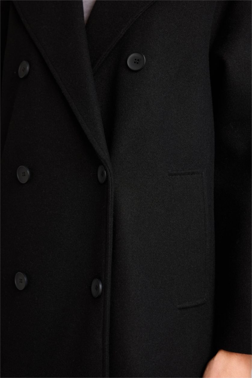 Woman Black Regular Fit Jacket Collar Cachet Jacket