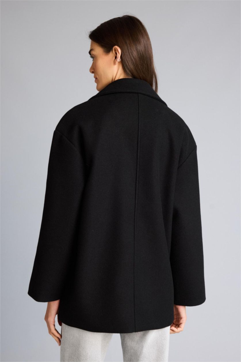 WOMAN Black Regular Fit Jacket Collar Cachet Jacket