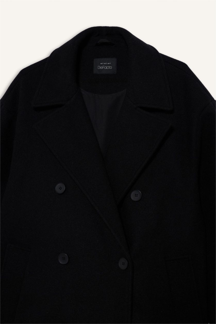 WOMAN Black Regular Fit Jacket Collar Cachet Jacket