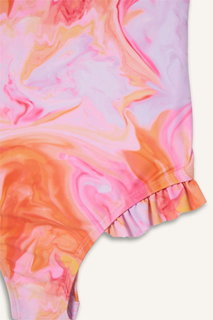 Девочки и подростки Сиреневый Купальник с принтом тай-дай для девочек