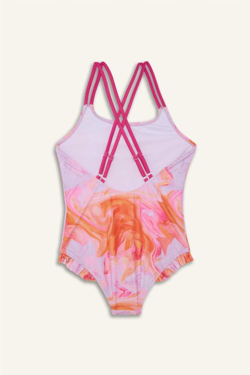 Девочки и подростки Сиреневый Купальник с принтом тай-дай для девочек