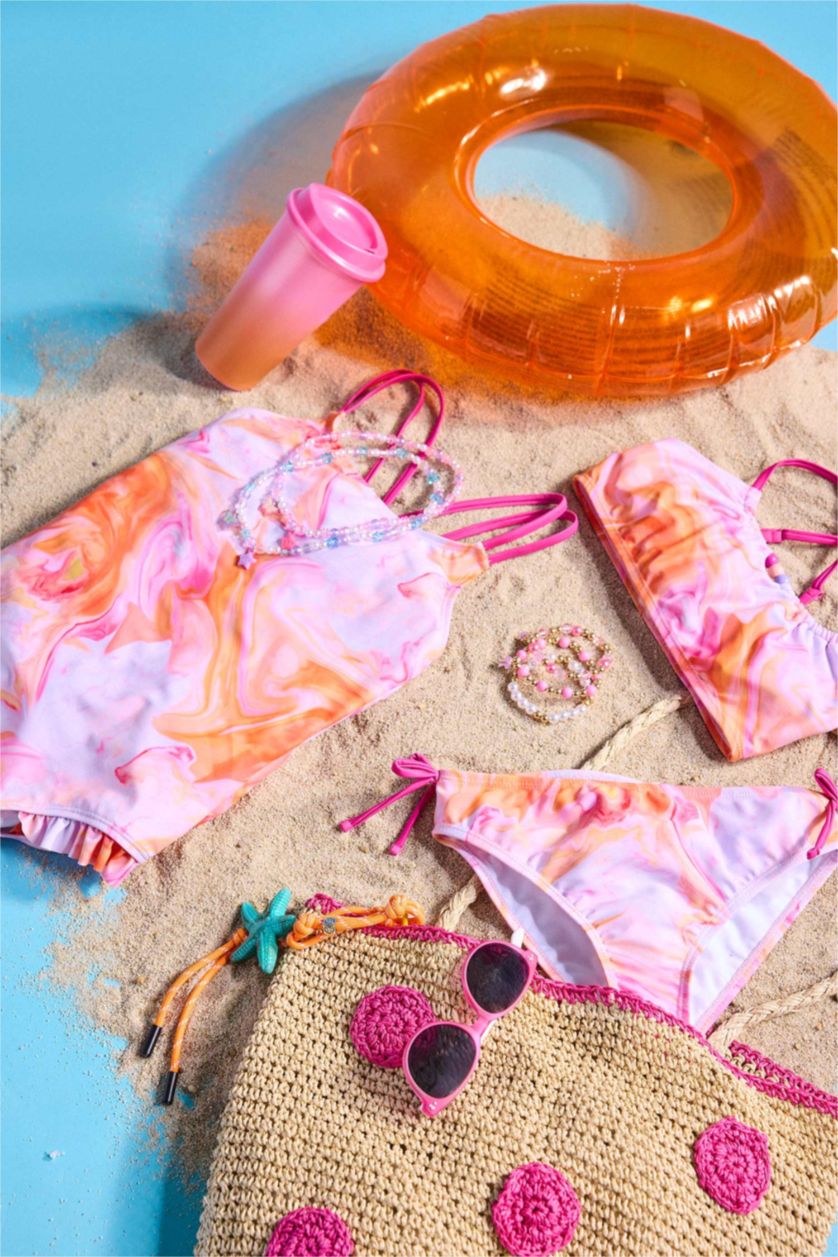 GIRLS & TEENS Lilac Girl Batik Patterned 2 Piece Lilac Bikini Set