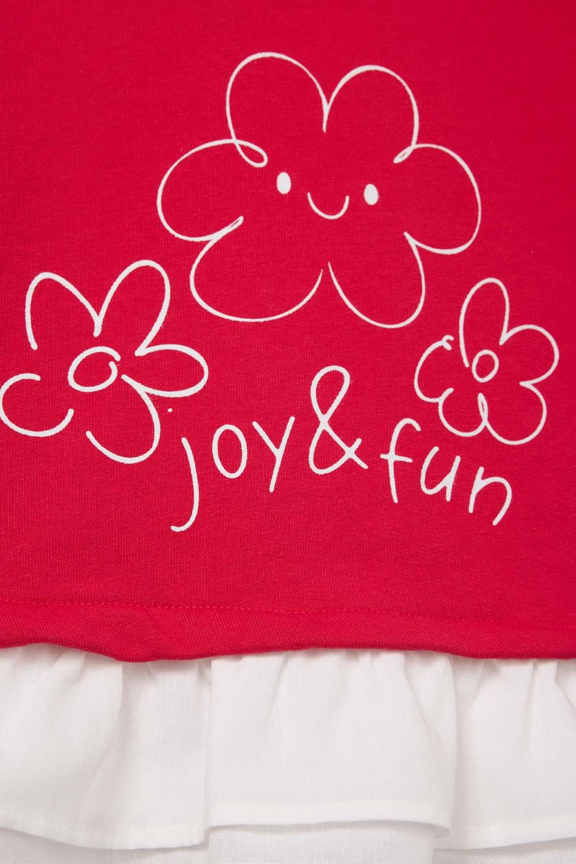 طفلة صغيرة أحمر سويت شيرت أوفر سايز بياقة دائرية للرضع بناتي