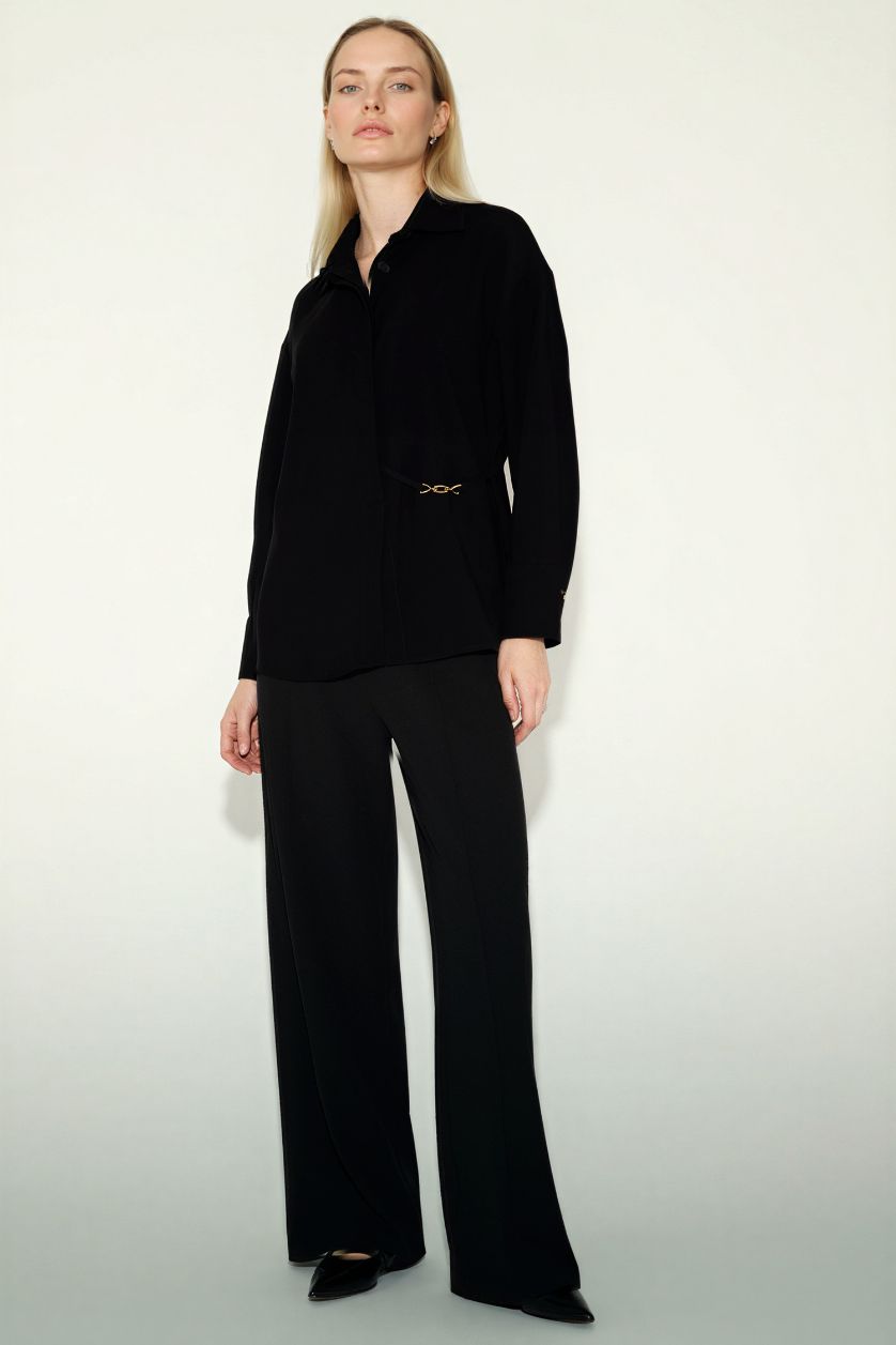 Kadın Siyah Uzun Kollu Gömlek