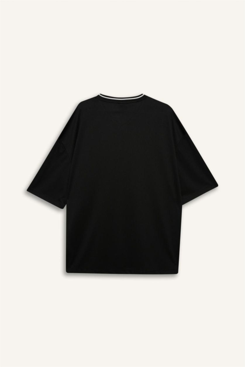 MAN Black Initial D Loose Fit Printed Short Sleeve T-Shirt