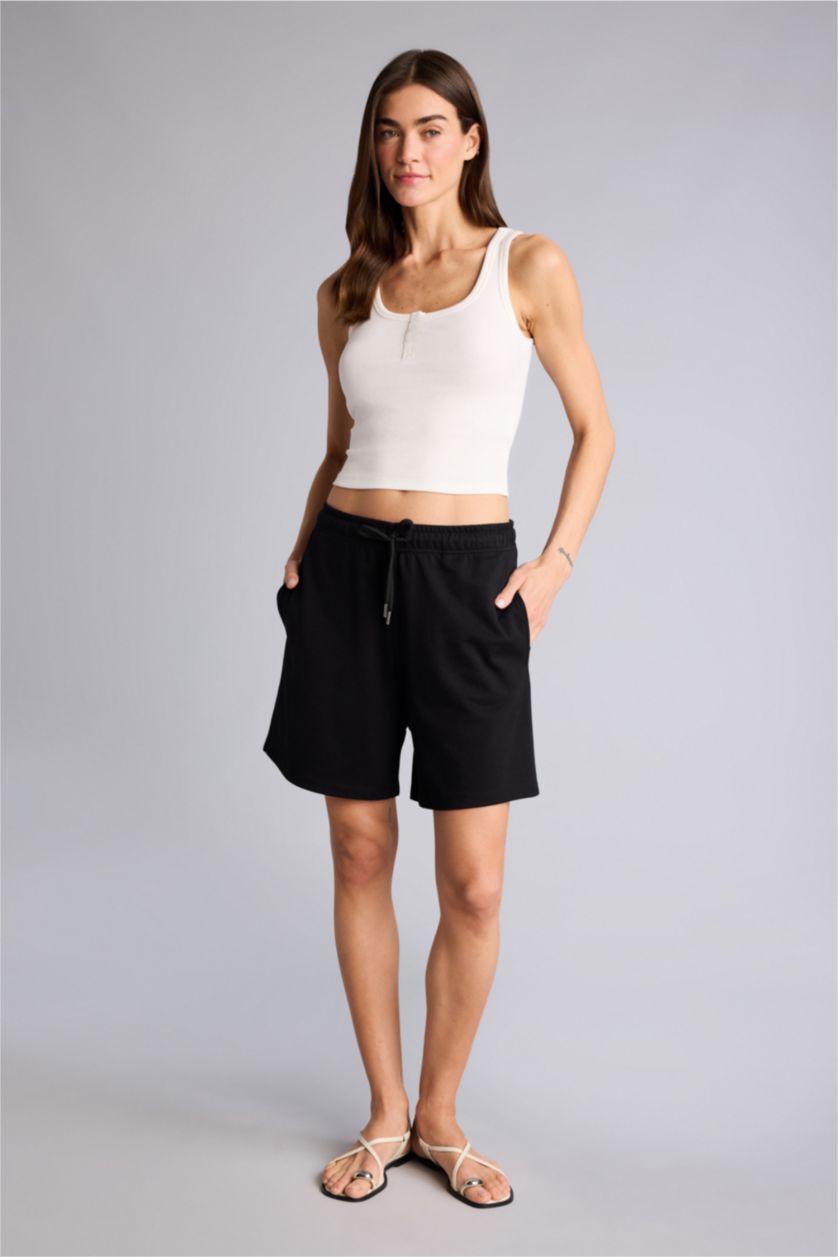 WOMAN Black Regular Fit Bermuda Shorts