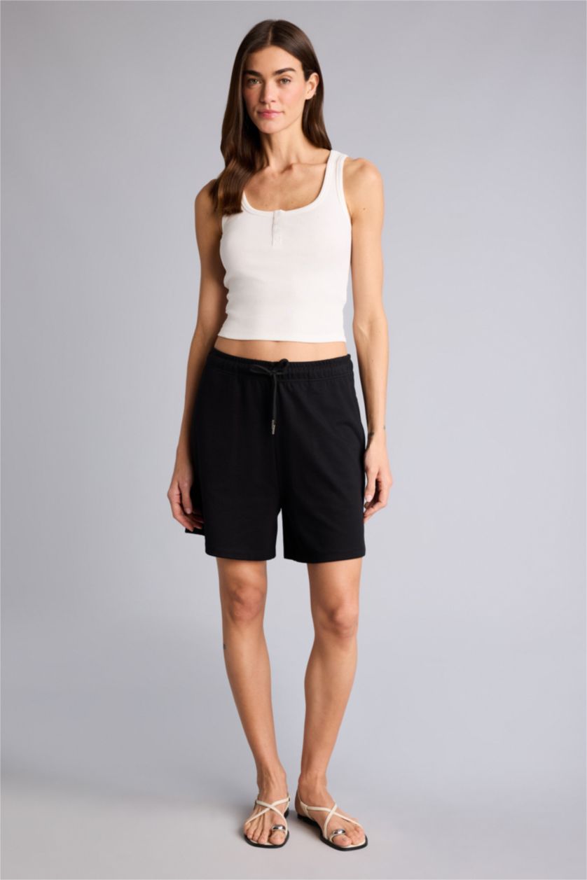 WOMAN Black Regular Fit Bermuda Shorts