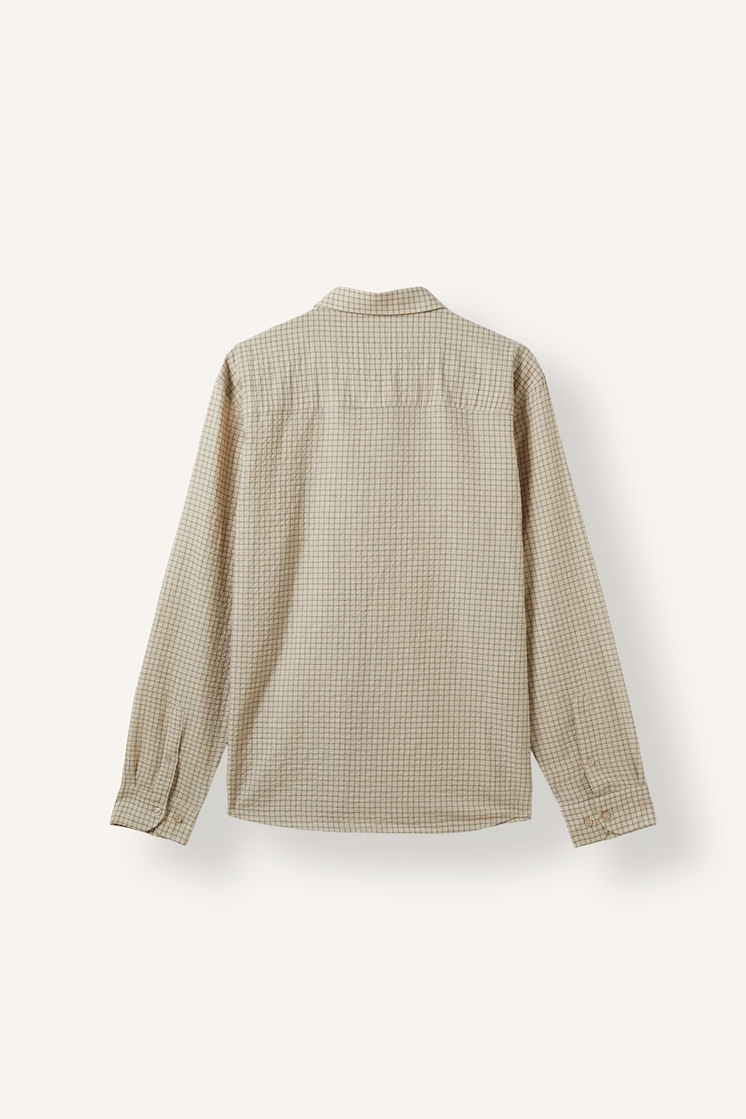 Man Ecru Modern Fit Checked Twill Shirt