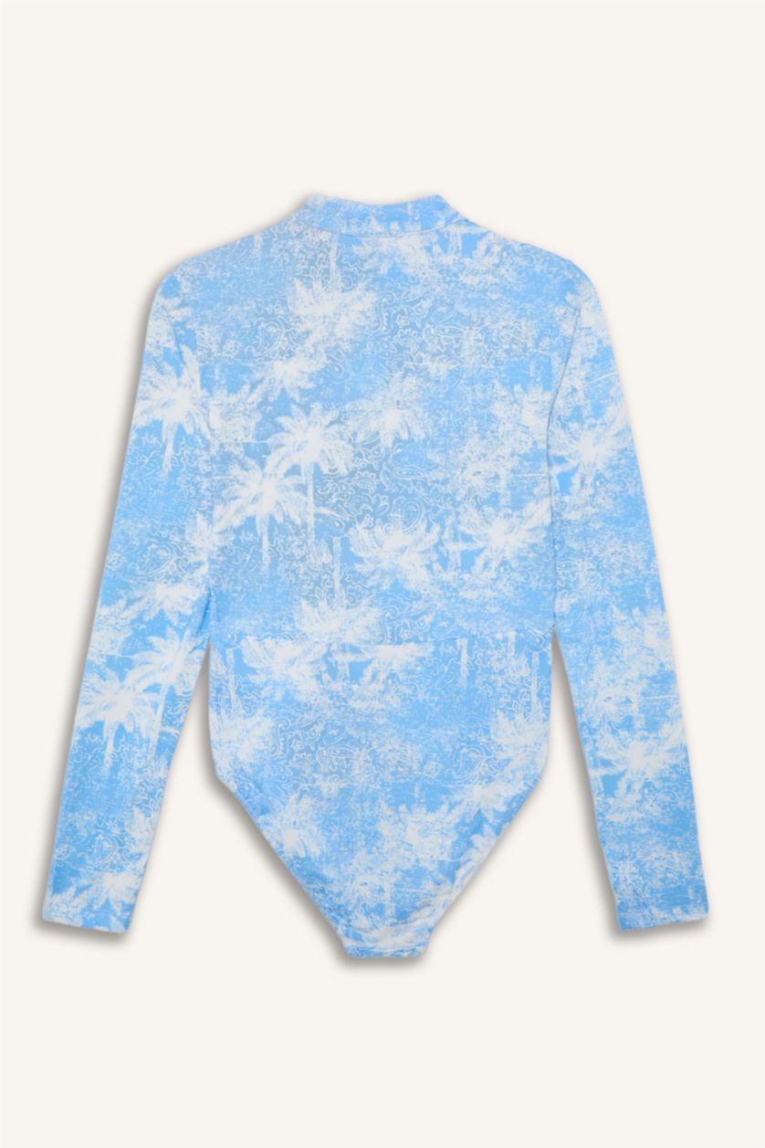 Kadın Koyu Mavi Regular Fit Desenli 4'Lü Burkini Mayo