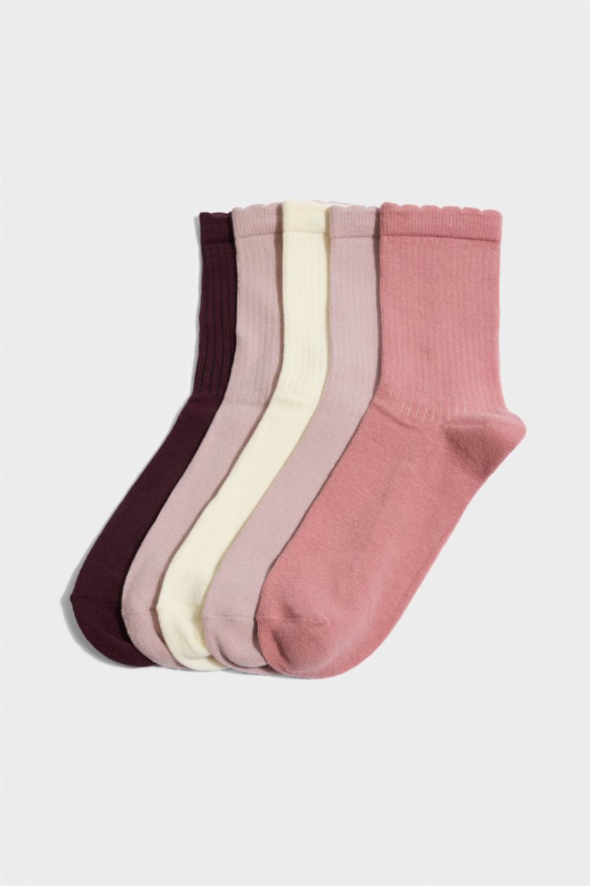 WOMAN Light Pink Woman 5 Piece Cotton Long Socks