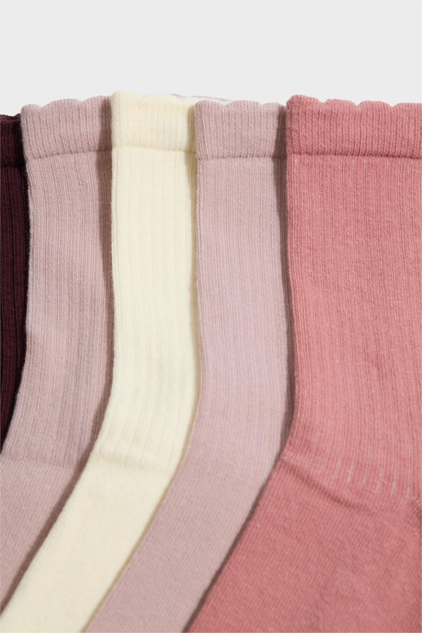 WOMAN Light Pink Woman 5 Piece Cotton Long Socks