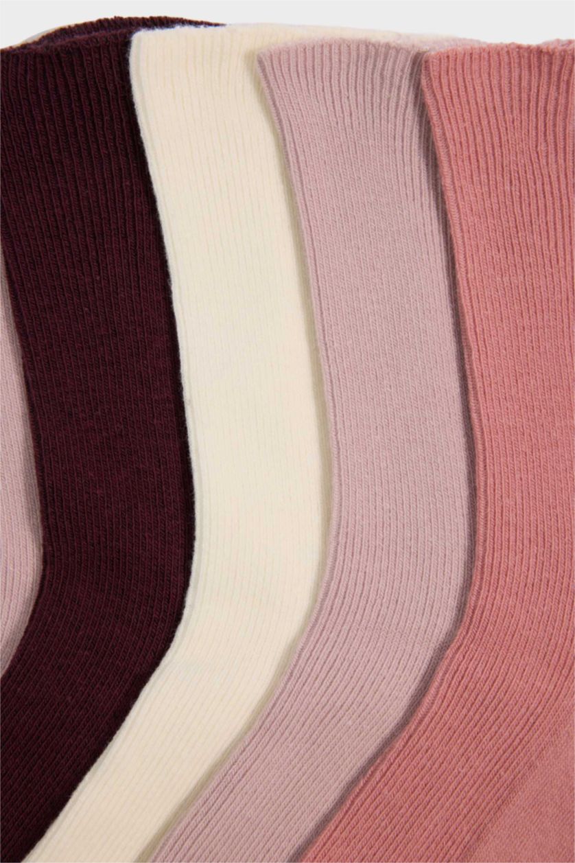 Kadın Açık Pembe Kadın 5'li Pamuklu Uzun Çorap