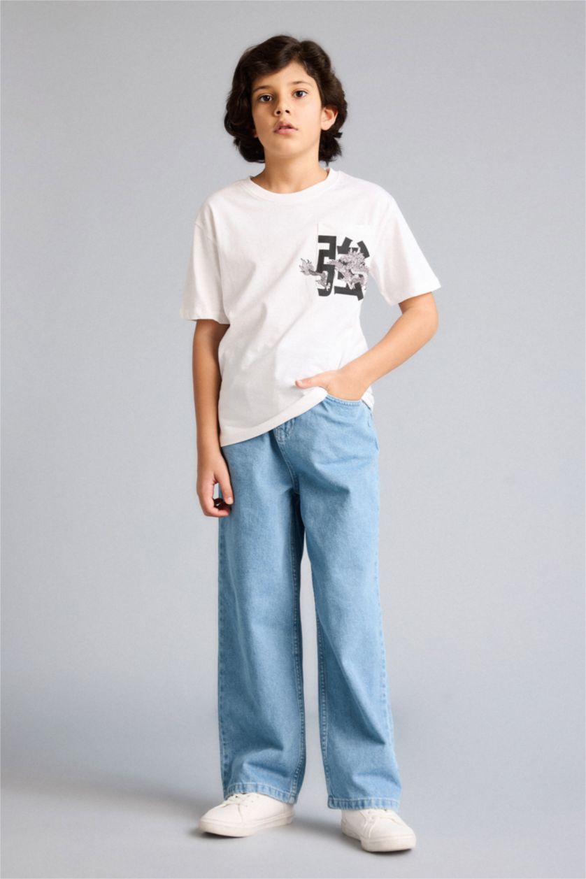 Boys & Teens White Boy New Regular Fit Crew Neck Printed T-Shirt