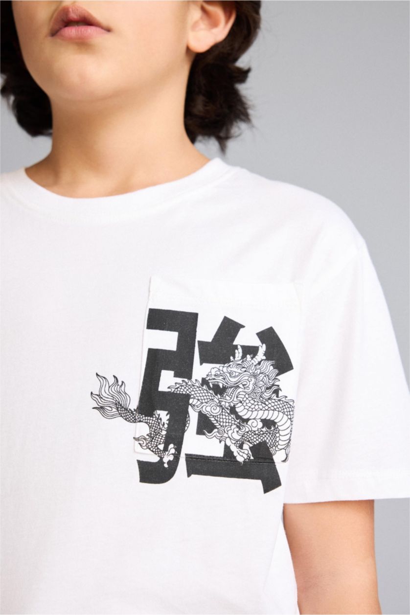 Boys & Teens White Boy New Regular Fit Crew Neck Printed T-Shirt