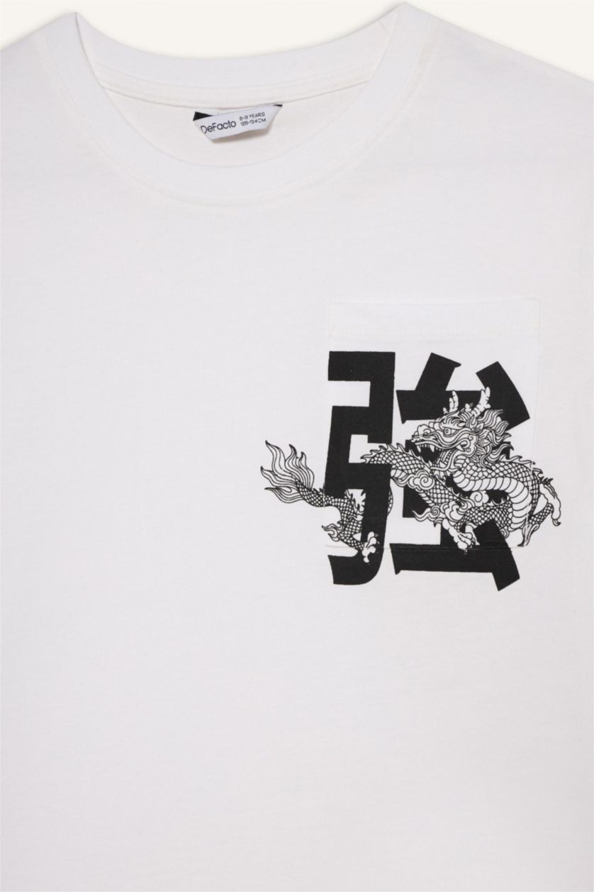 Boys & Teens White Boy New Regular Fit Crew Neck Printed T-Shirt