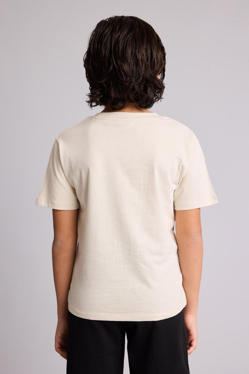 أولاد بيج فاتح تيشيرت ولادي نص ردن مطبوع قصة عادية بياخة مستديرة