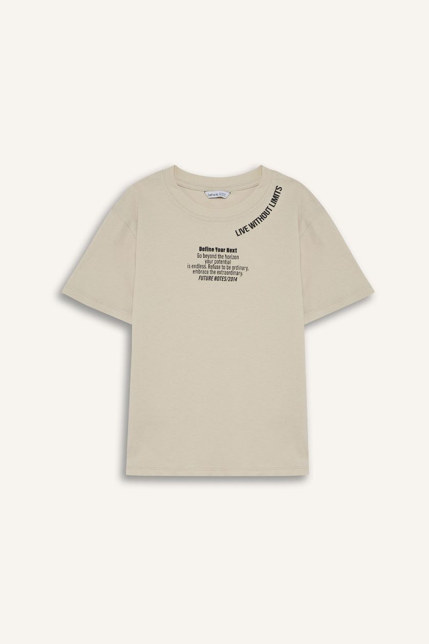 أولاد بيج فاتح تيشيرت ولادي نص ردن مطبوع قصة عادية بياخة مستديرة