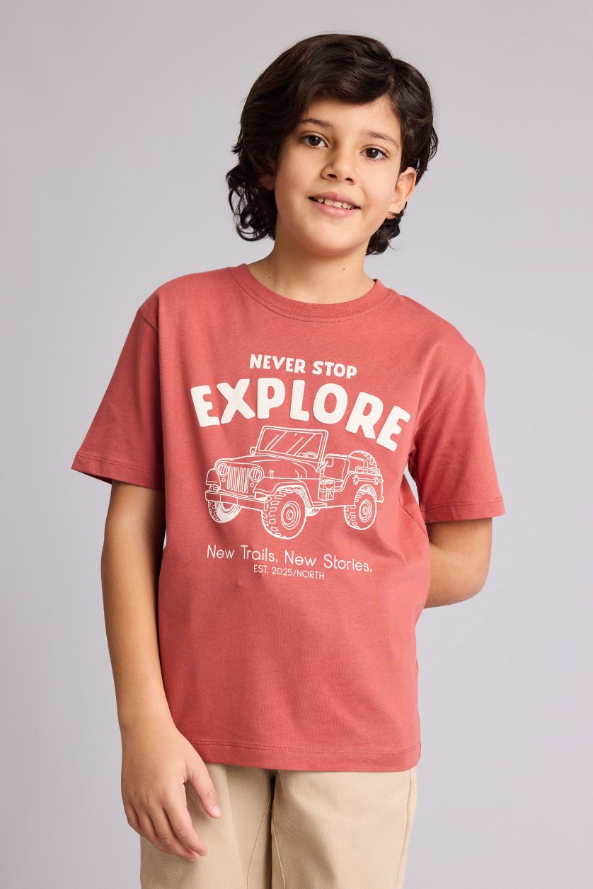 أولاد خمري فاتح تيشيرت ولادي نص ردن مطبوع قصة عادية بياخة مستديرة