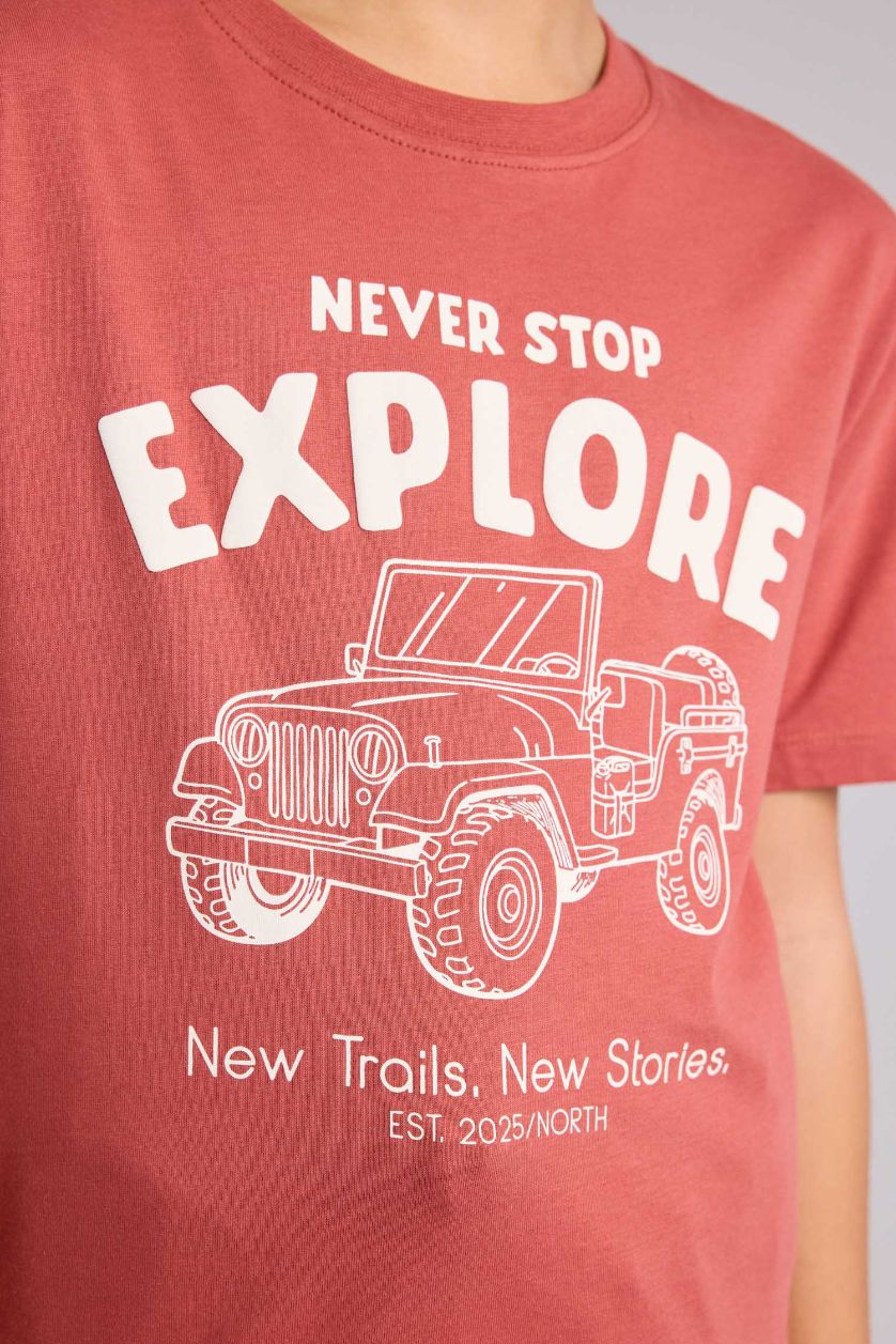 أولاد خمري فاتح تيشيرت ولادي نص ردن مطبوع قصة عادية بياخة مستديرة