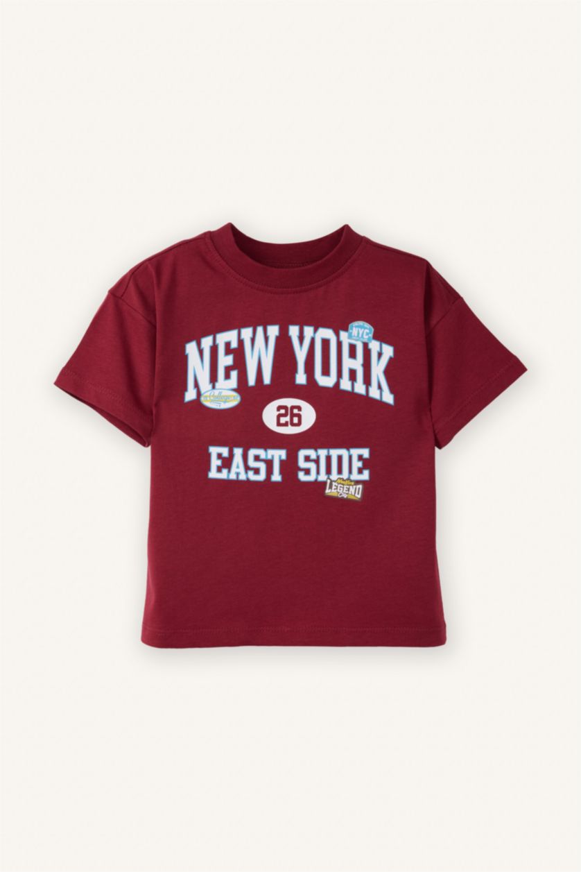 طفل صغير خمري تيشيرت بيبي اولادي اوفر سايز نص كم مطبوع