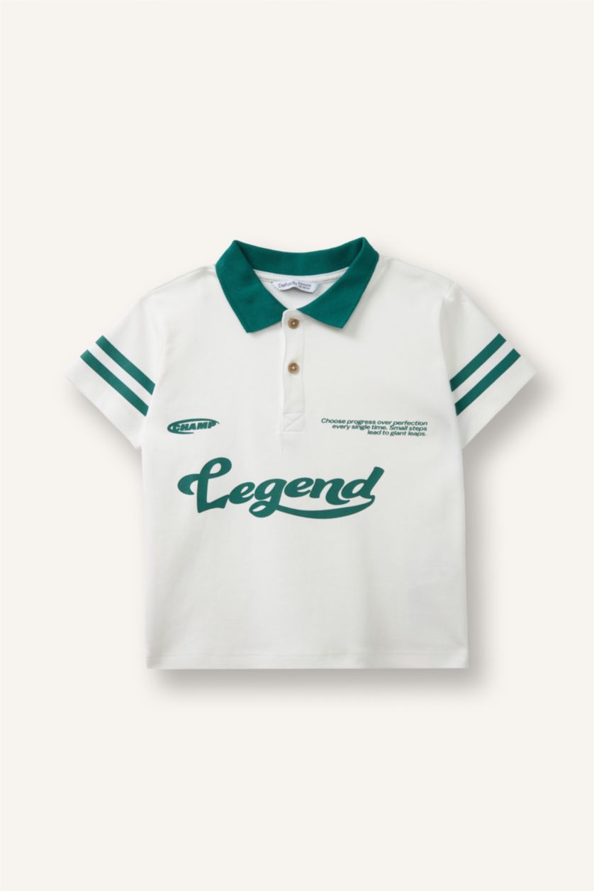 Baby Boy Ecru Oversize Fit Short Sleeve Polo T-Shirt