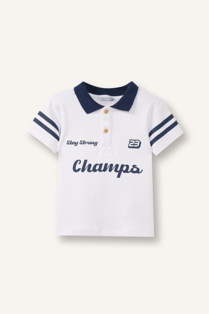 طفل صغير أبيض تيشيرت بولو بيبي ولادي نص ردن اوفر سايز