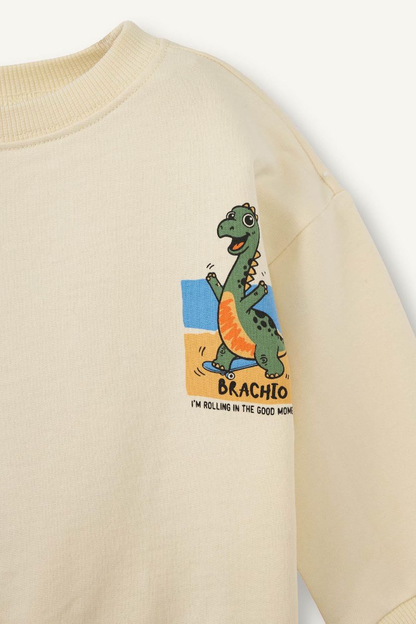 Baby Boy Ecru Baby Boy Oversize Back Print Sweatshirt