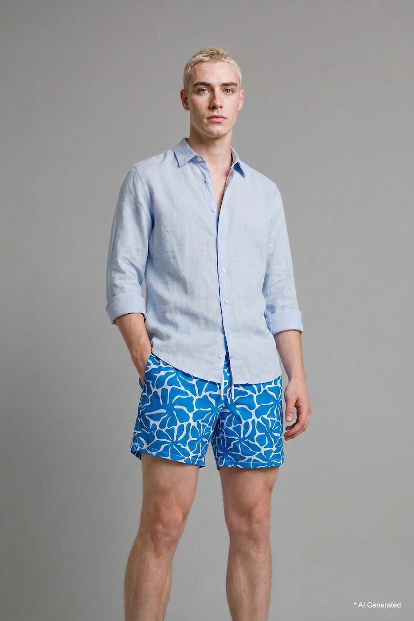 Men Royal Regular Fit Swim Shorts