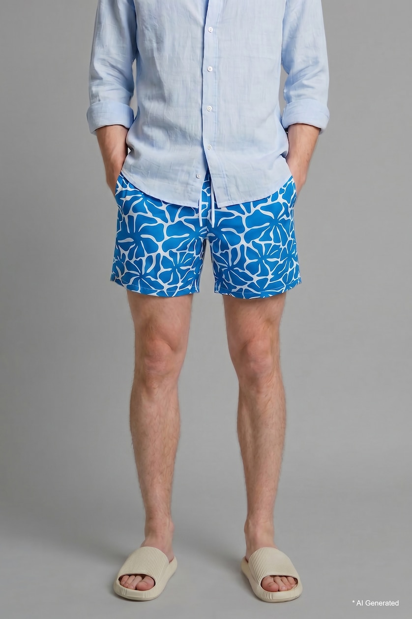 Men Royal Regular Fit Swim Shorts