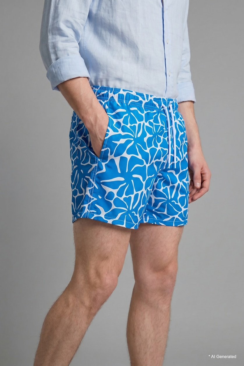 Men Royal Regular Fit Swim Shorts