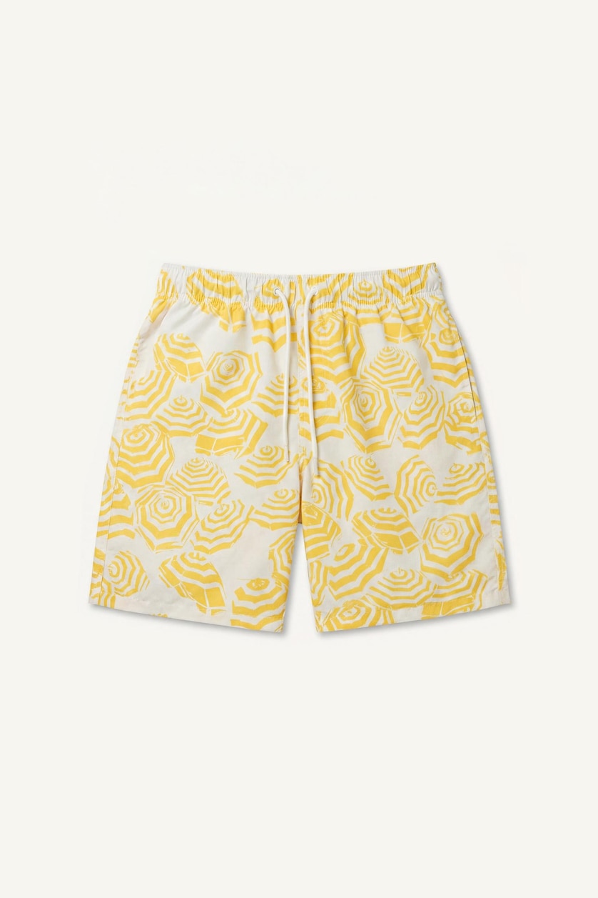 Men Yellow Regular Fit Swim Shorts