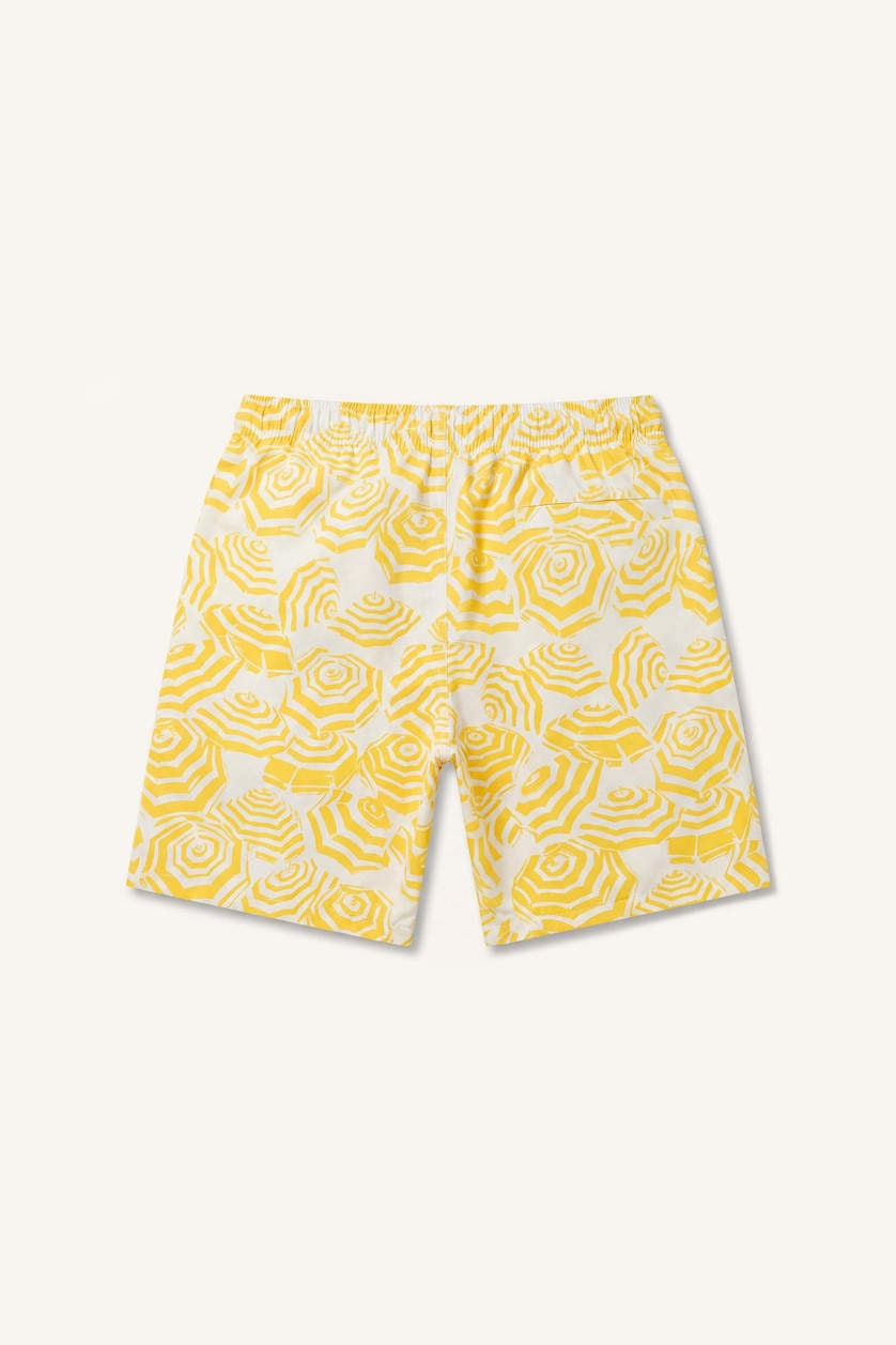 Men Yellow Regular Fit Swim Shorts