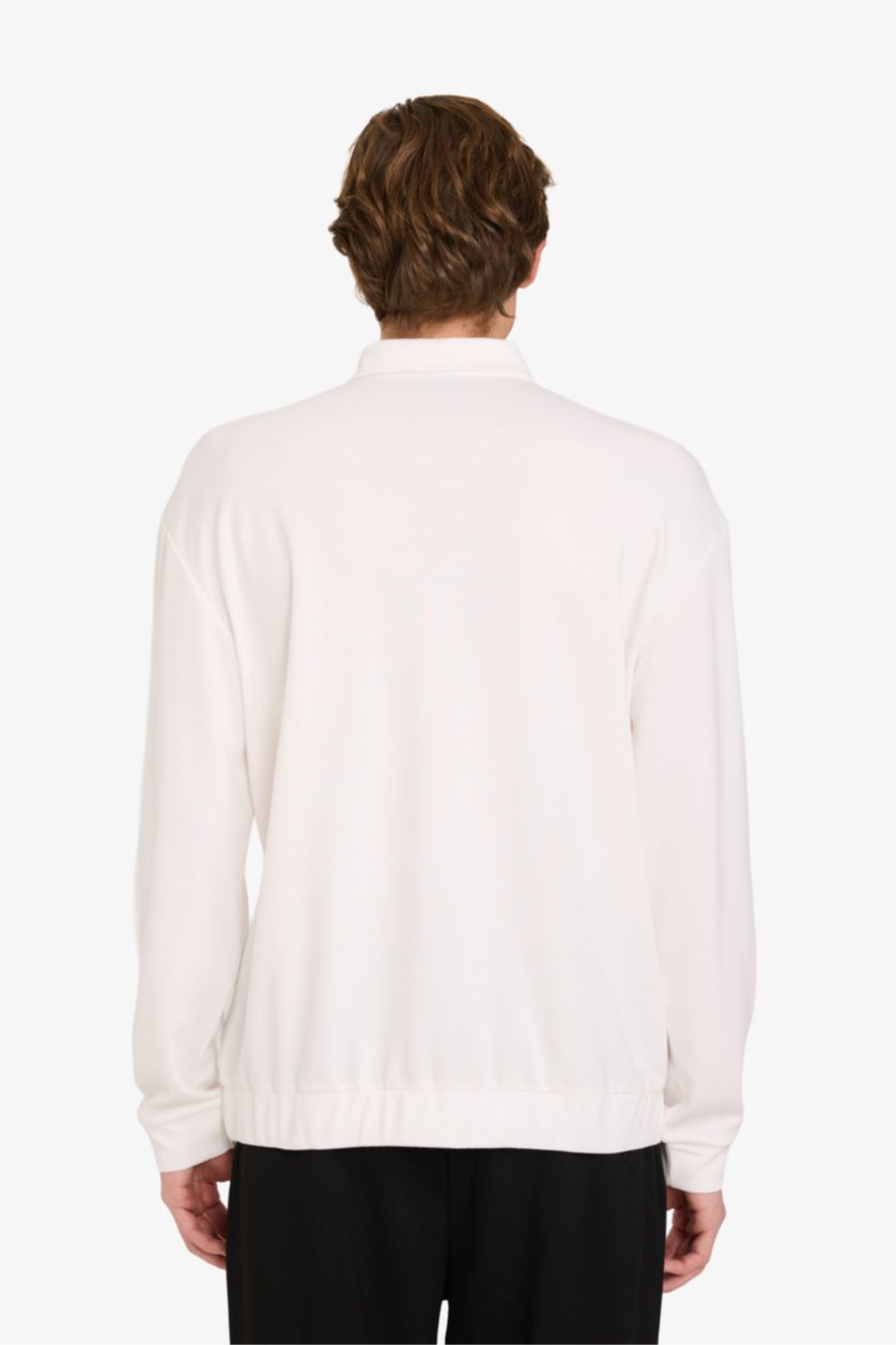 رجالي بيج فاتح سويت شيرت قصة عادية بياقة بولو