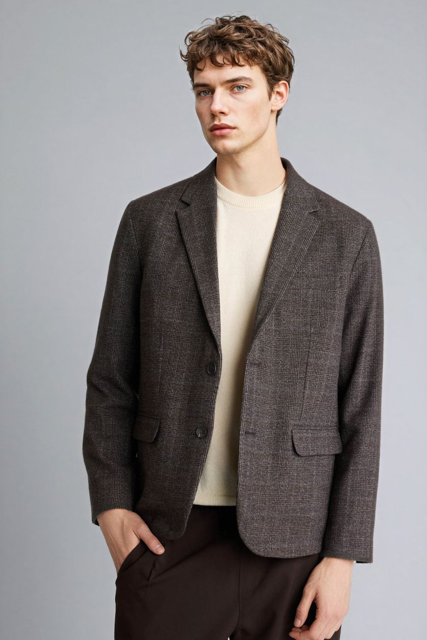 Erkek Antrasit Regular Fıt Astarlı Blazer Ceket