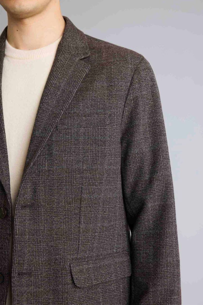 Erkek Antrasit Regular Fıt Astarlı Blazer Ceket