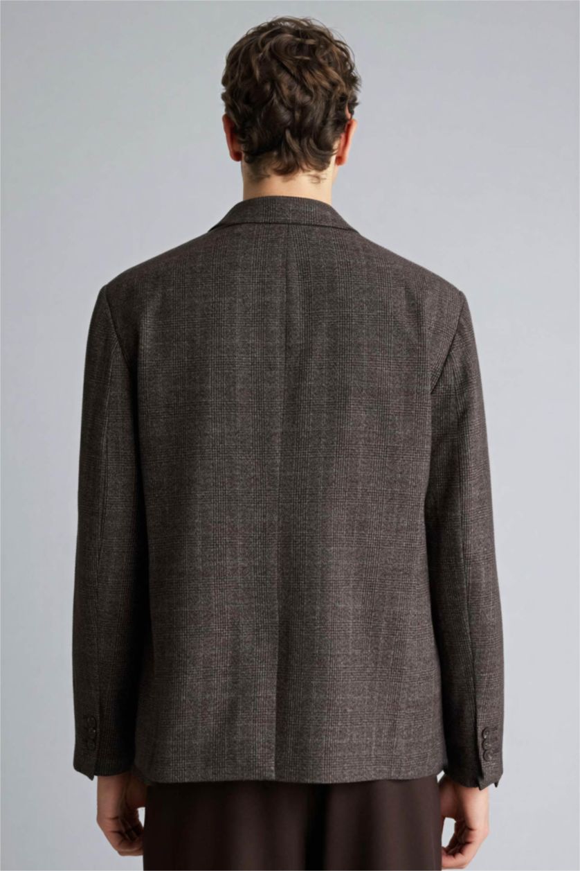 Erkek Antrasit Regular Fıt Astarlı Blazer Ceket