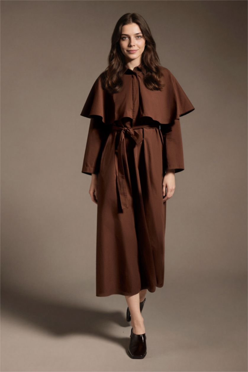 Kadın Kahve Poplin Elbise