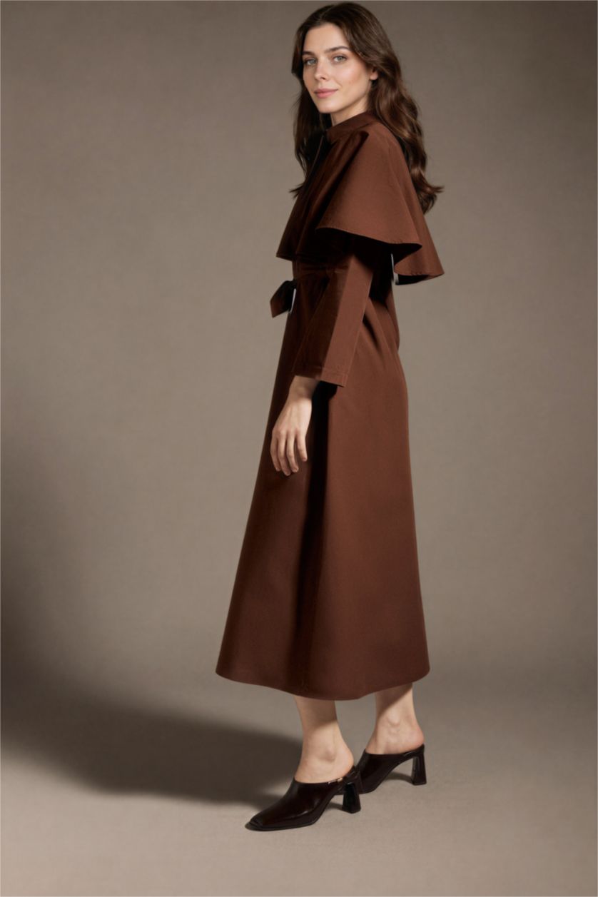 Kadın Kahve Poplin Elbise