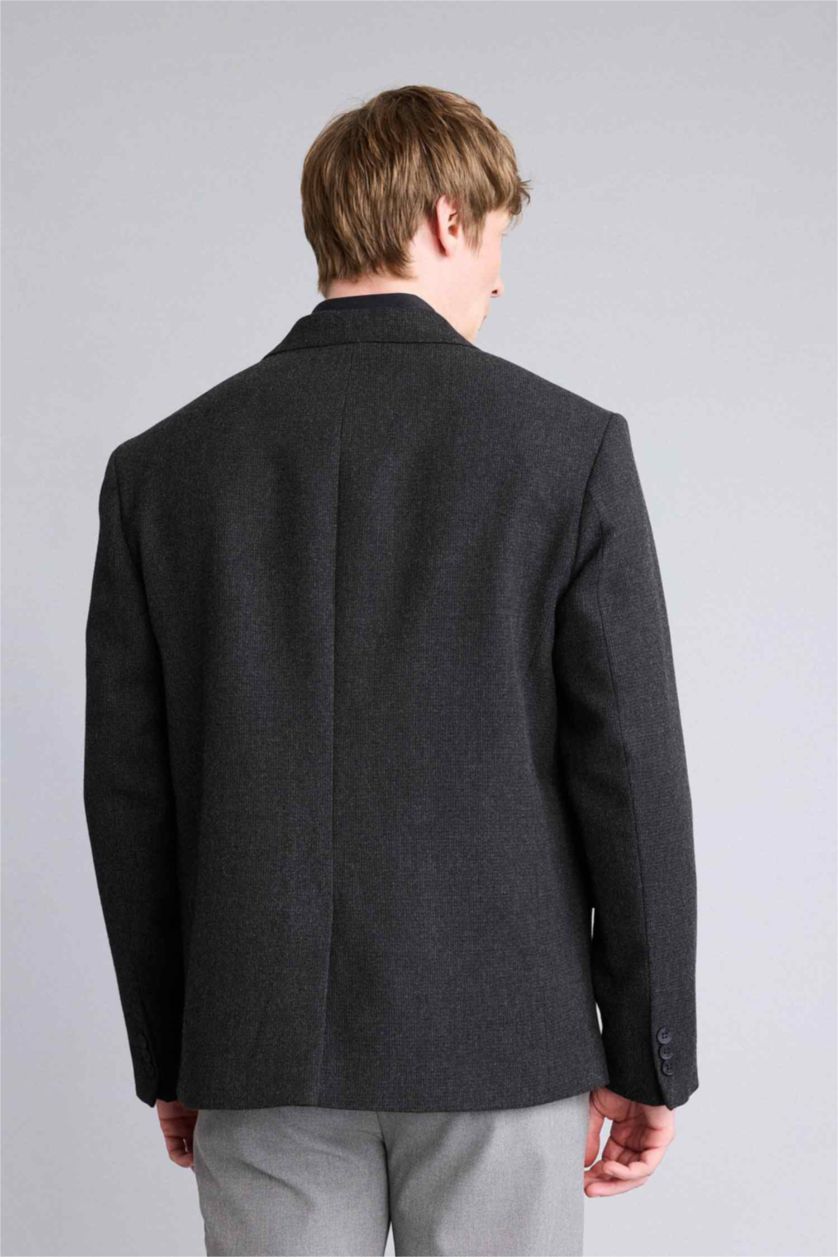 Erkek Koyu Antrasit Regular Fıt Blazer Ceket