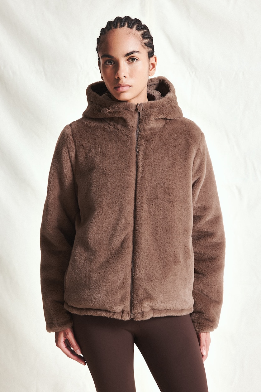 Women Light Brown Standard Fit Hooded Lined Zip-Up Jacket