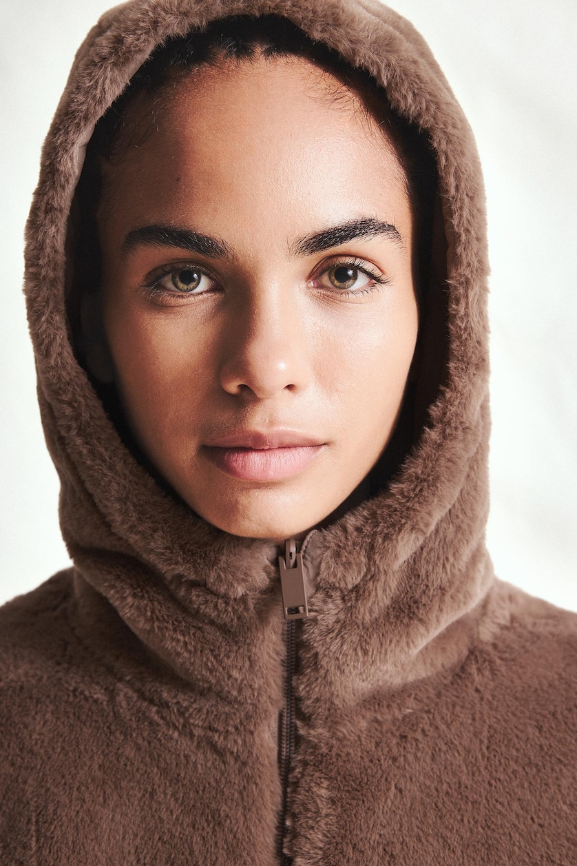 Women Light Brown Standard Fit Hooded Lined Zip-Up Jacket