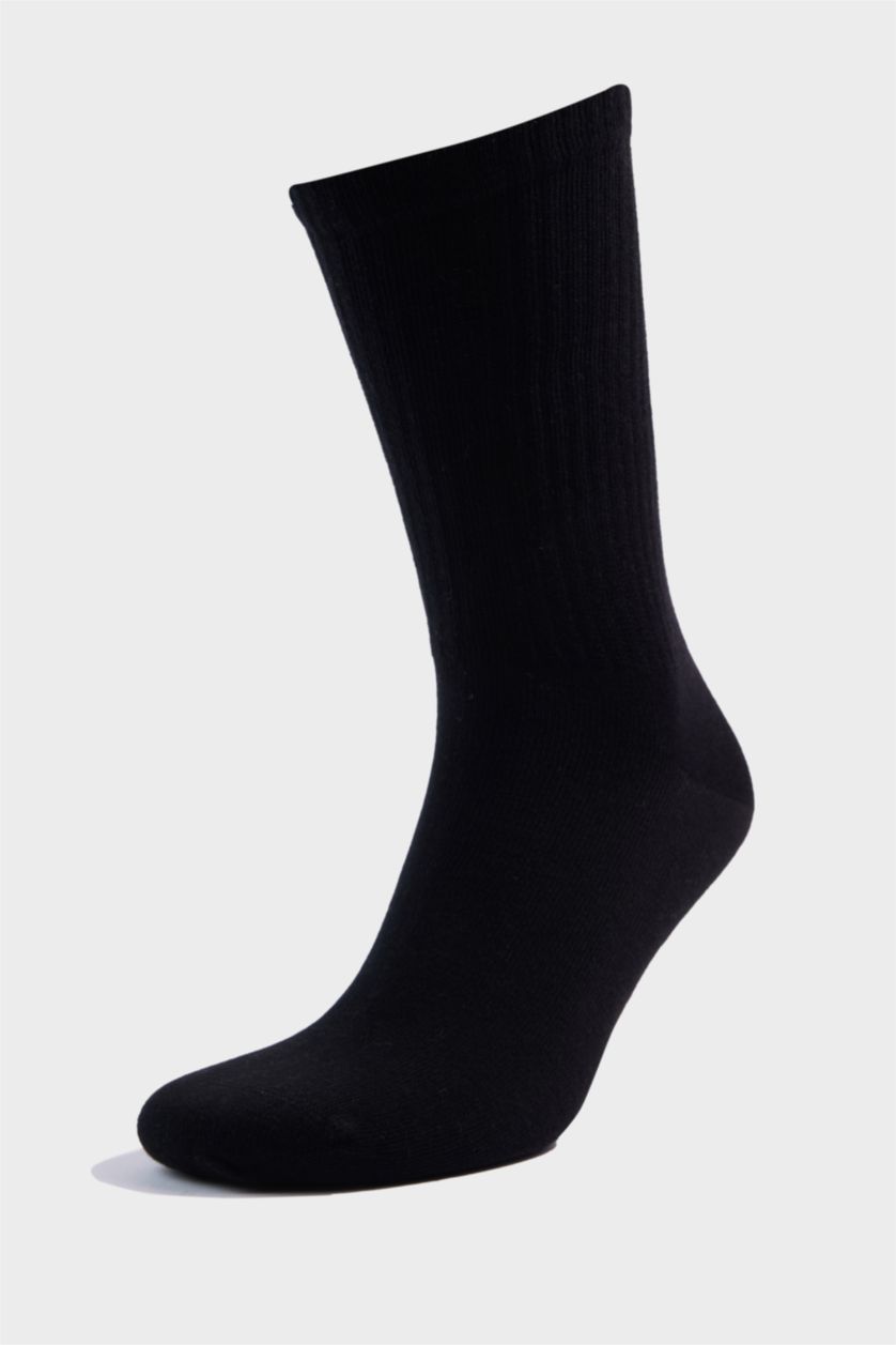 Erkek Beyaz Erkek Rahat Lastikli 3'lü Pamuklu Uzun Çorap