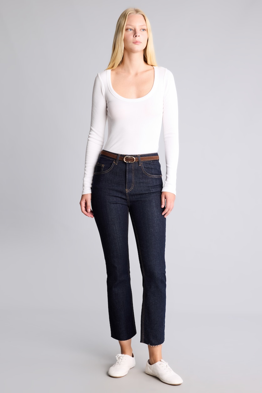 FEMME Indigo Jean Taille haute Pantalon
